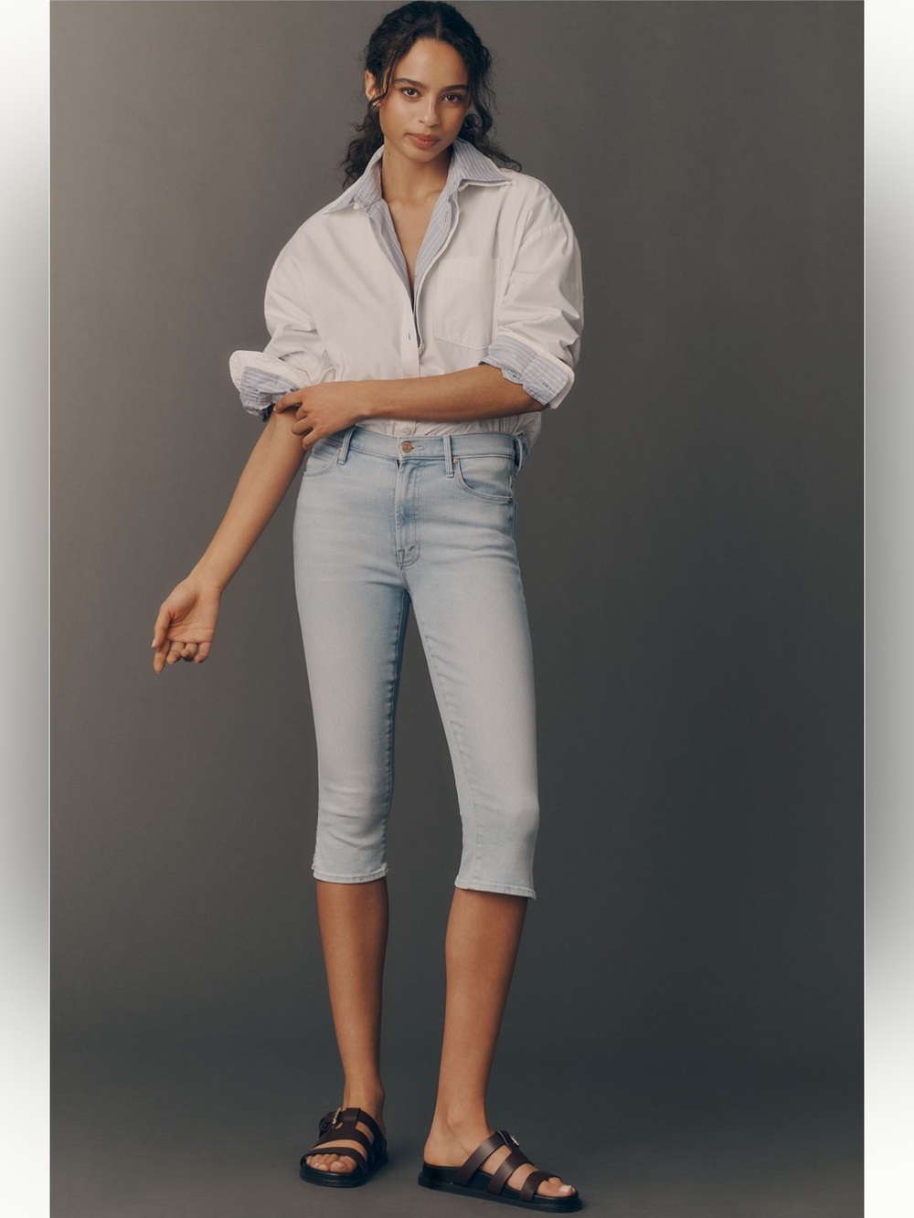 MOTHER Stunner Zip Bunny Mid Rise Pedal Pusher Jeans